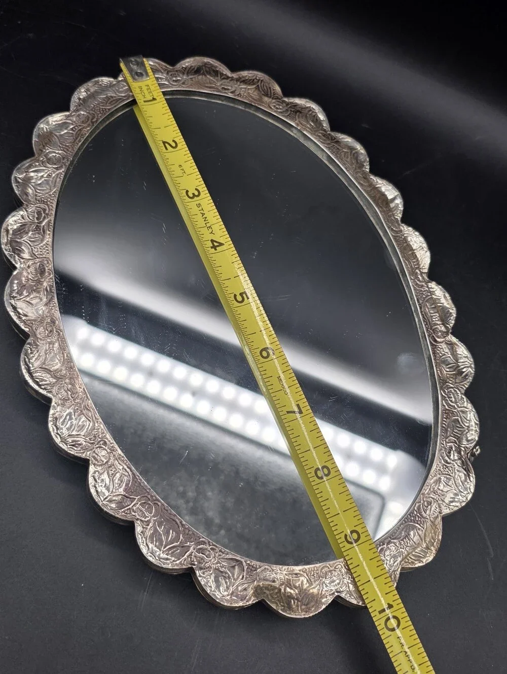 Vintage Turkish 900 Silver Repoussé Wedding Mirror VILER 9.75